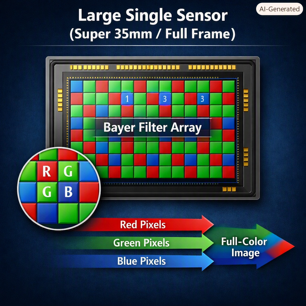 Sensor Tunggal Berukuran Besar (Super 35mm atau Full Frame)