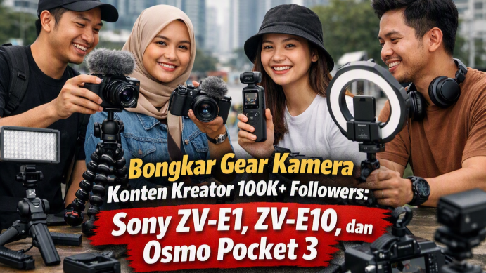 Bongkar Gear Kamera Konten Kreator 100K+ Followers: Sony ZV-E1, ZV-E10, dan Osmo Pocket 3