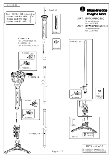 Manfrotto MVMXPRO500US Mechanical Diagram