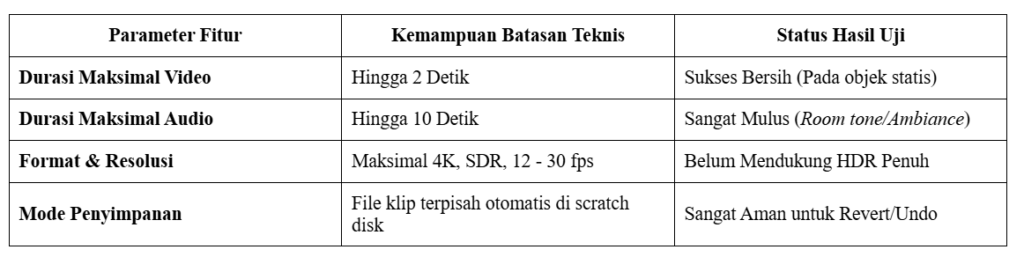 Rangkuman Performa - Fitur Generative Extend Adobe premiere